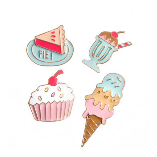 吃貨蛋糕甜品徽章奶茶冰淇淋胸針裝飾